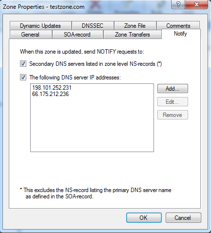 Simple DNS NOTIFY example